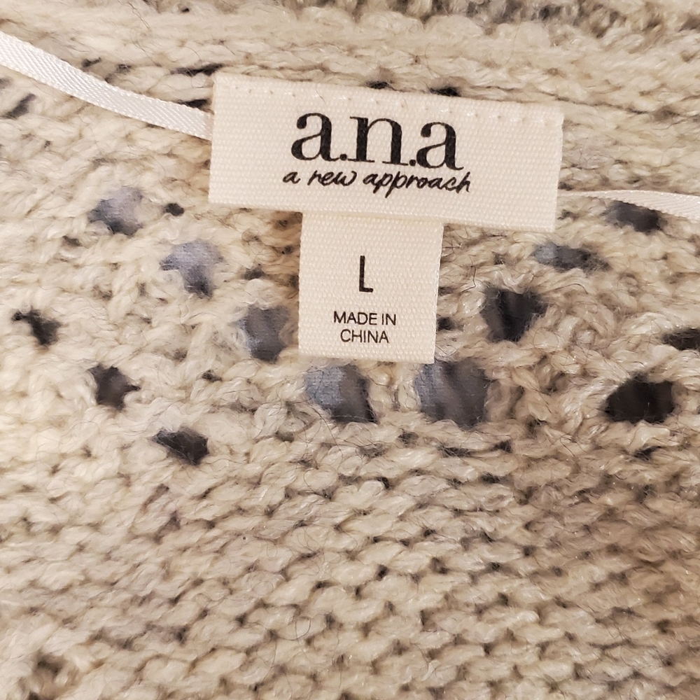 ANA open front chunky cable knit long cardigan, size large with pockets - Picture 7 of 9